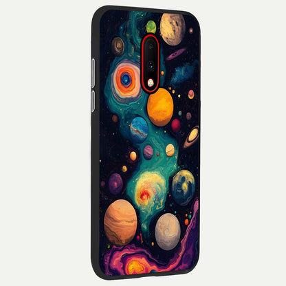  Cosmic Planet Journey back cover For OnePlus 7 slim fit glass case with vibrant aesthetic design