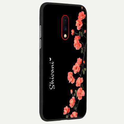  Crimson Bloom Grace Custom Name back cover For OnePlus 7 slim fit glass case with vibrant aesthetic design