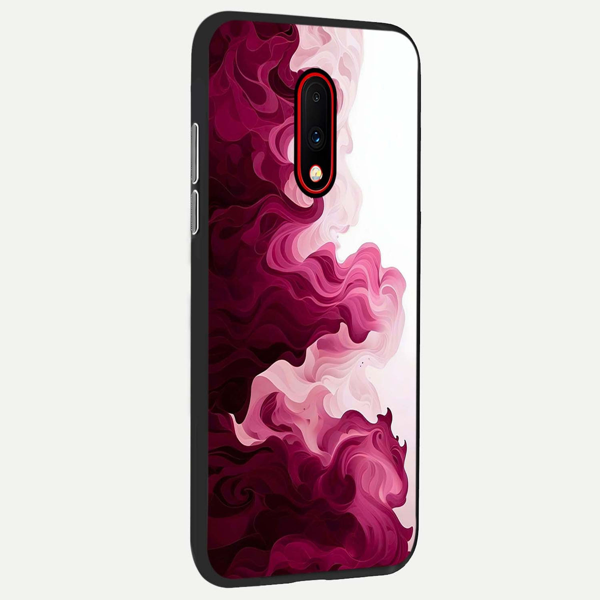  Crimson Wave Flow back cover For OnePlus 7 slim fit glass case with vibrant aesthetic design