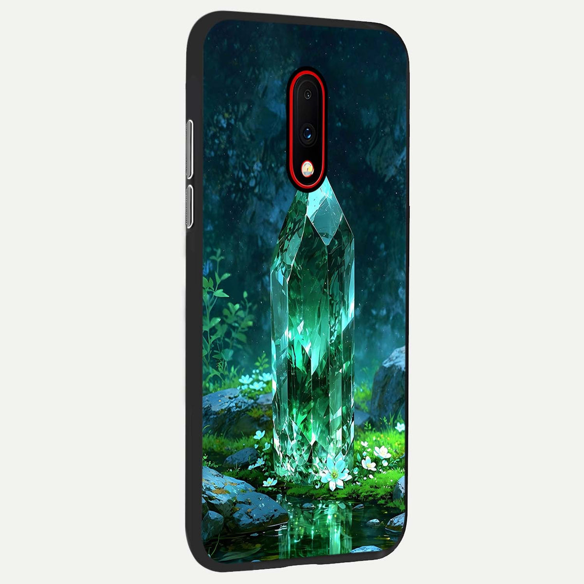  Emerald Light Crystal back cover For OnePlus 7 slim fit glass case with vibrant aesthetic design