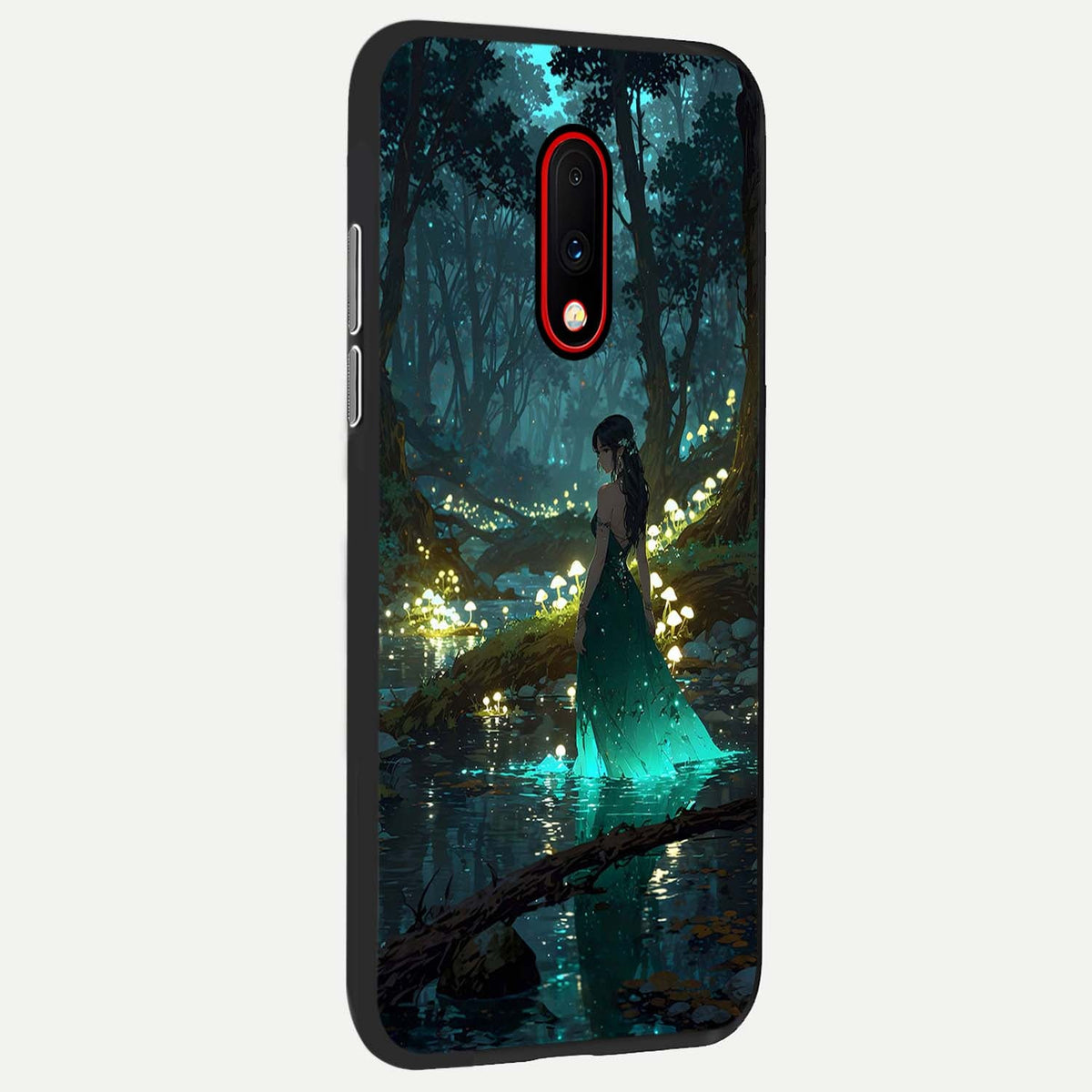  Enchanted Forest Glow back cover For OnePlus 7 slim fit glass case with vibrant aesthetic design