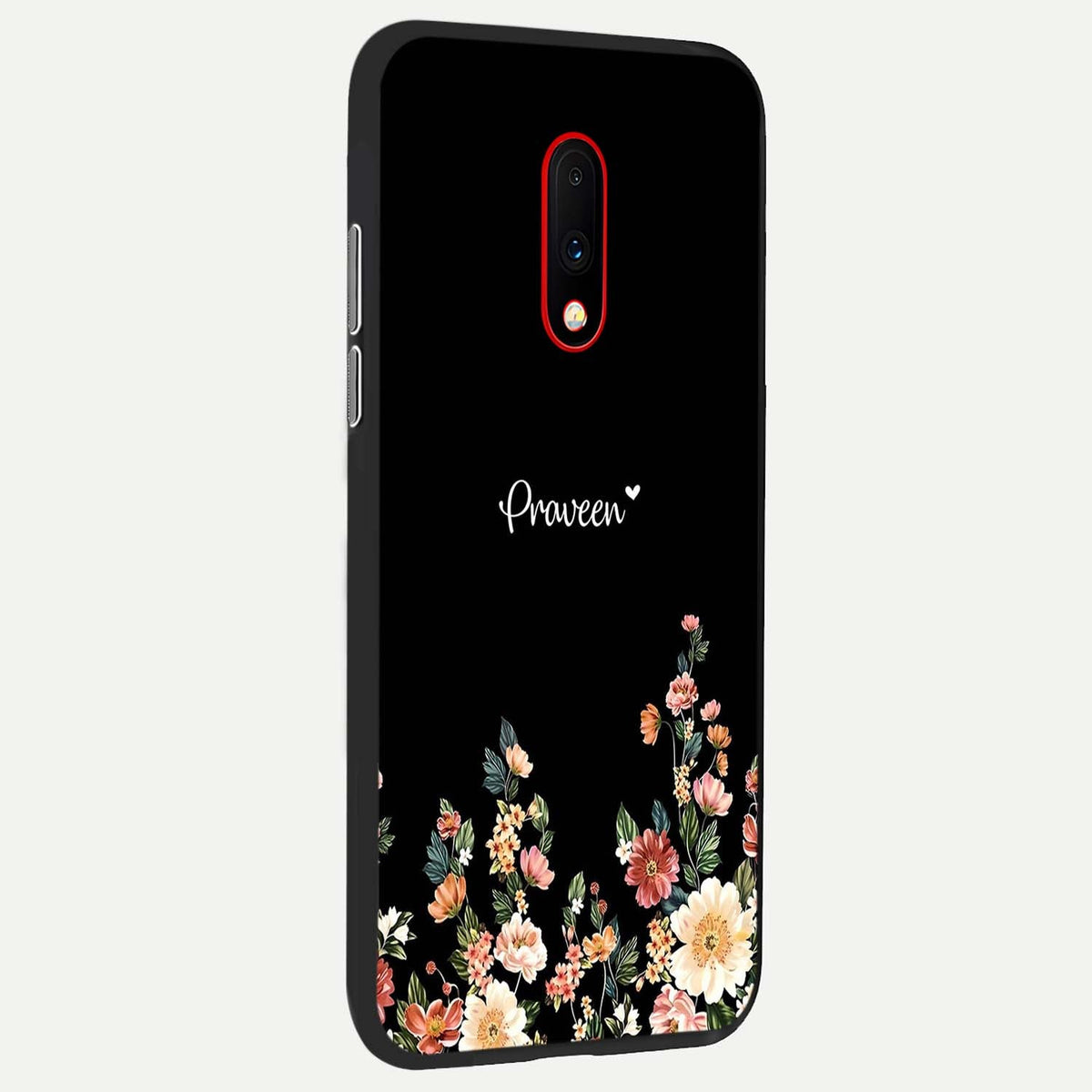  Floral Design Personalized Custom Name back cover For OnePlus 7 slim fit glass case with vibrant aesthetic design