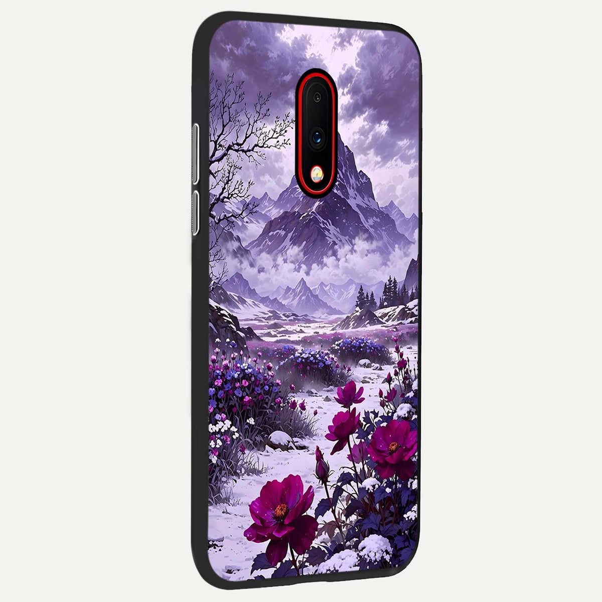  Flower Mountain View back cover For OnePlus 7 slim fit glass case with vibrant aesthetic design