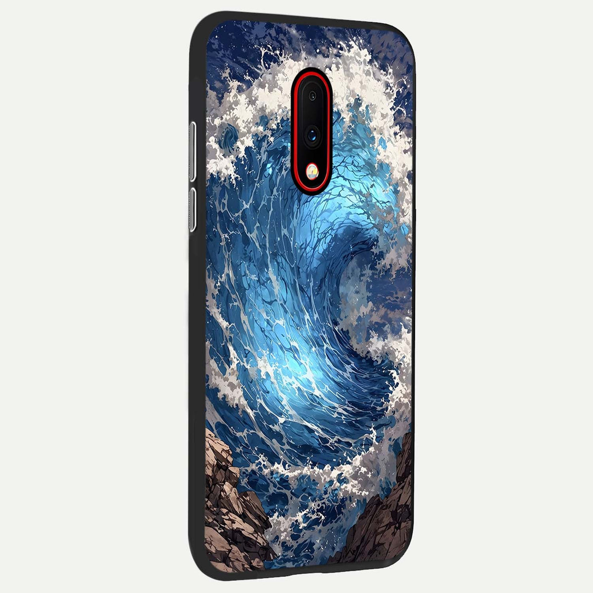  Giant Ocean Wave back cover For OnePlus 7 slim fit glass case with vibrant aesthetic design