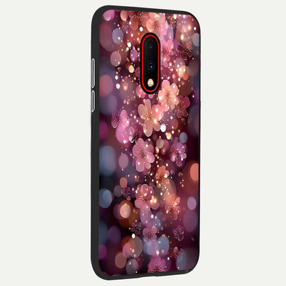  Glowing Petal Bliss back cover For OnePlus 7 slim fit glass case with vibrant aesthetic design
