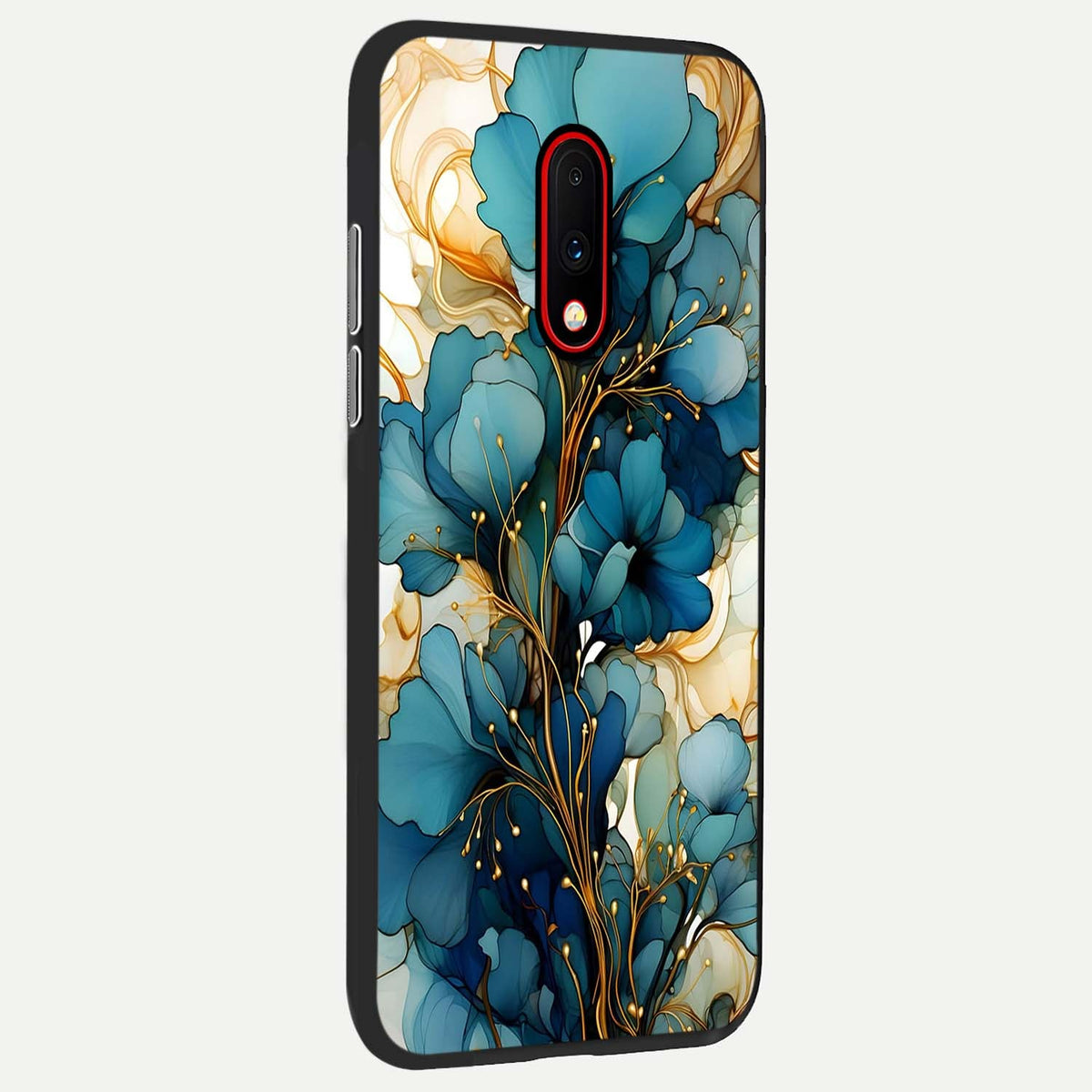  Golden Bloom Symphony back cover For OnePlus 7 slim fit glass case with vibrant aesthetic design