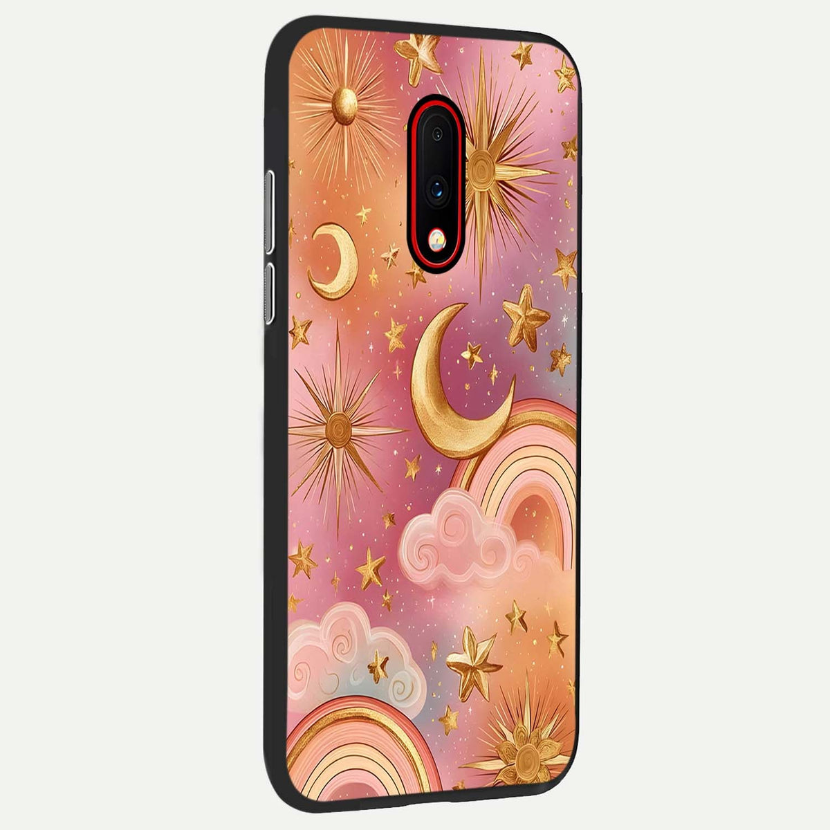  Golden Celestial Dreams back cover For OnePlus 7 slim fit glass case with vibrant aesthetic design