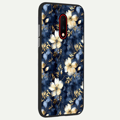  Golden Midnight Bloom back cover For OnePlus 7 slim fit glass case with vibrant aesthetic design