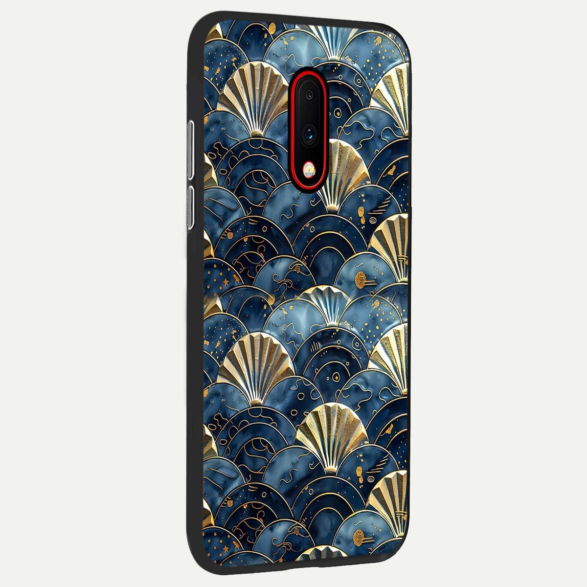  Golden Wave Luxe back cover For OnePlus 7 slim fit glass case with vibrant aesthetic design