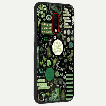  Green Mandala Pattern back cover For OnePlus 7 slim fit glass case with vibrant aesthetic design