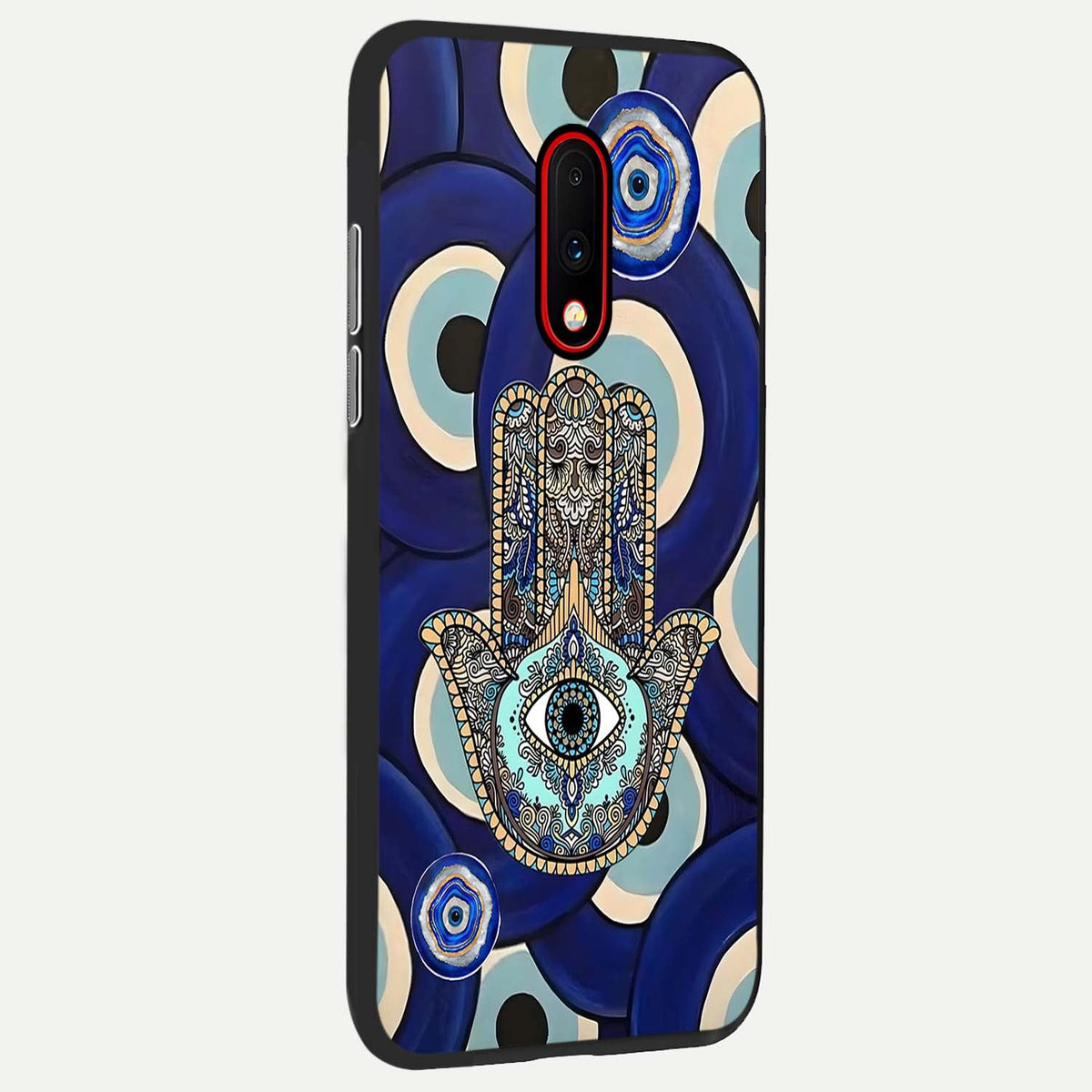  Hamsa Divine Guard back cover For OnePlus 7 slim fit glass case with vibrant aesthetic design