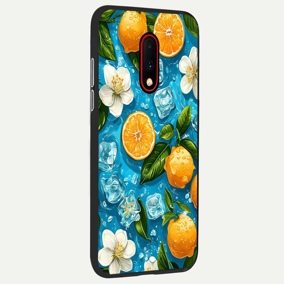  Ice Cube With Orange back cover For OnePlus 7 slim fit glass case with vibrant aesthetic design