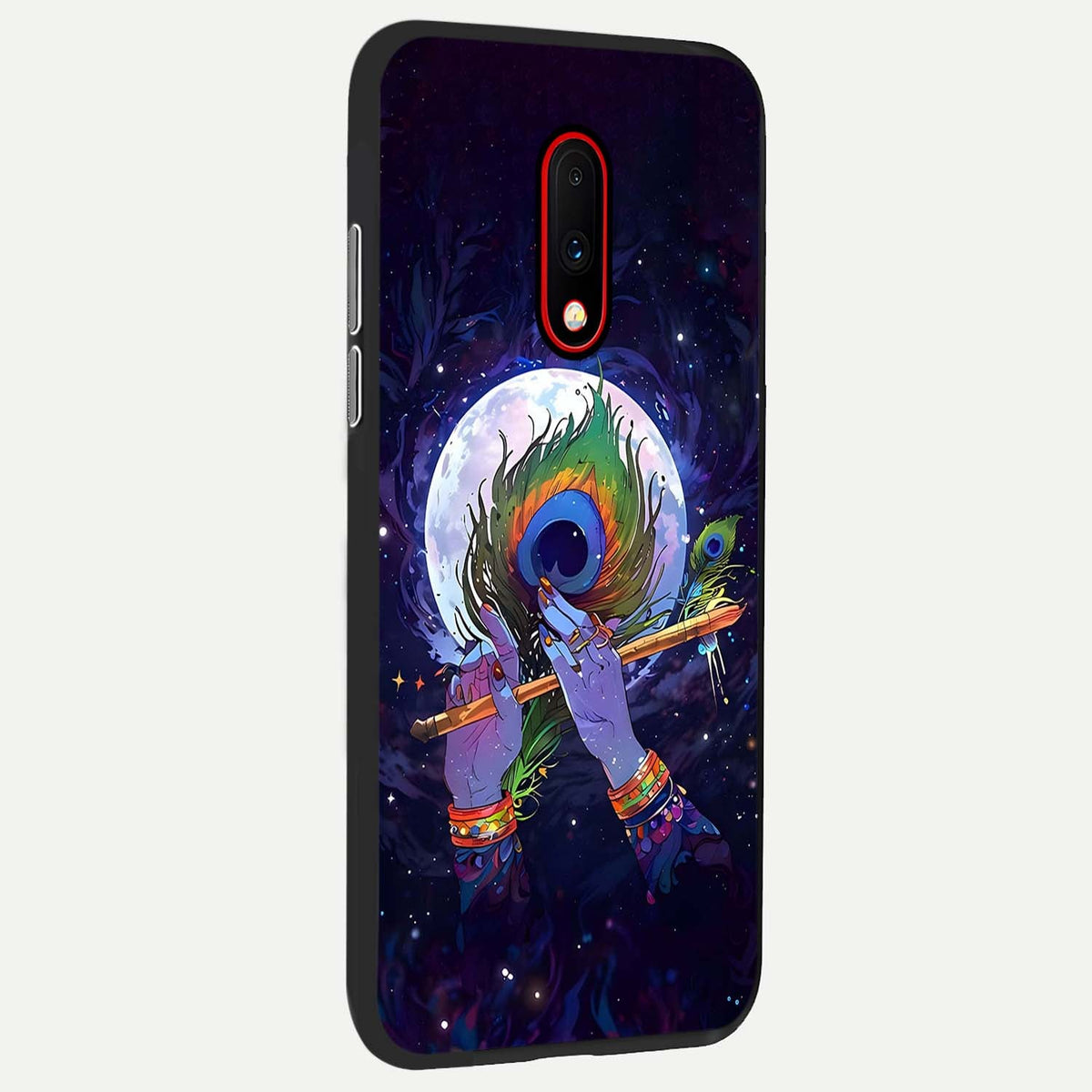  Krishna Hands Art back cover For OnePlus 7 slim fit glass case with vibrant aesthetic design