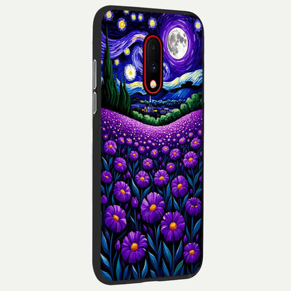  Lavender Moon Field back cover For OnePlus 7 slim fit glass case with vibrant aesthetic design
