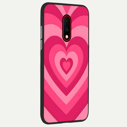  Layered Love Hearts back cover For OnePlus 7 slim fit glass case with vibrant aesthetic design