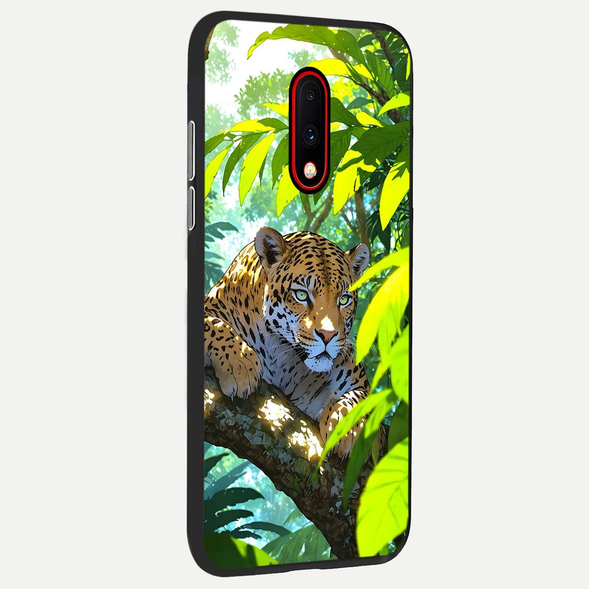  Leopard in Jungle back cover For OnePlus 7 slim fit glass case with vibrant aesthetic design