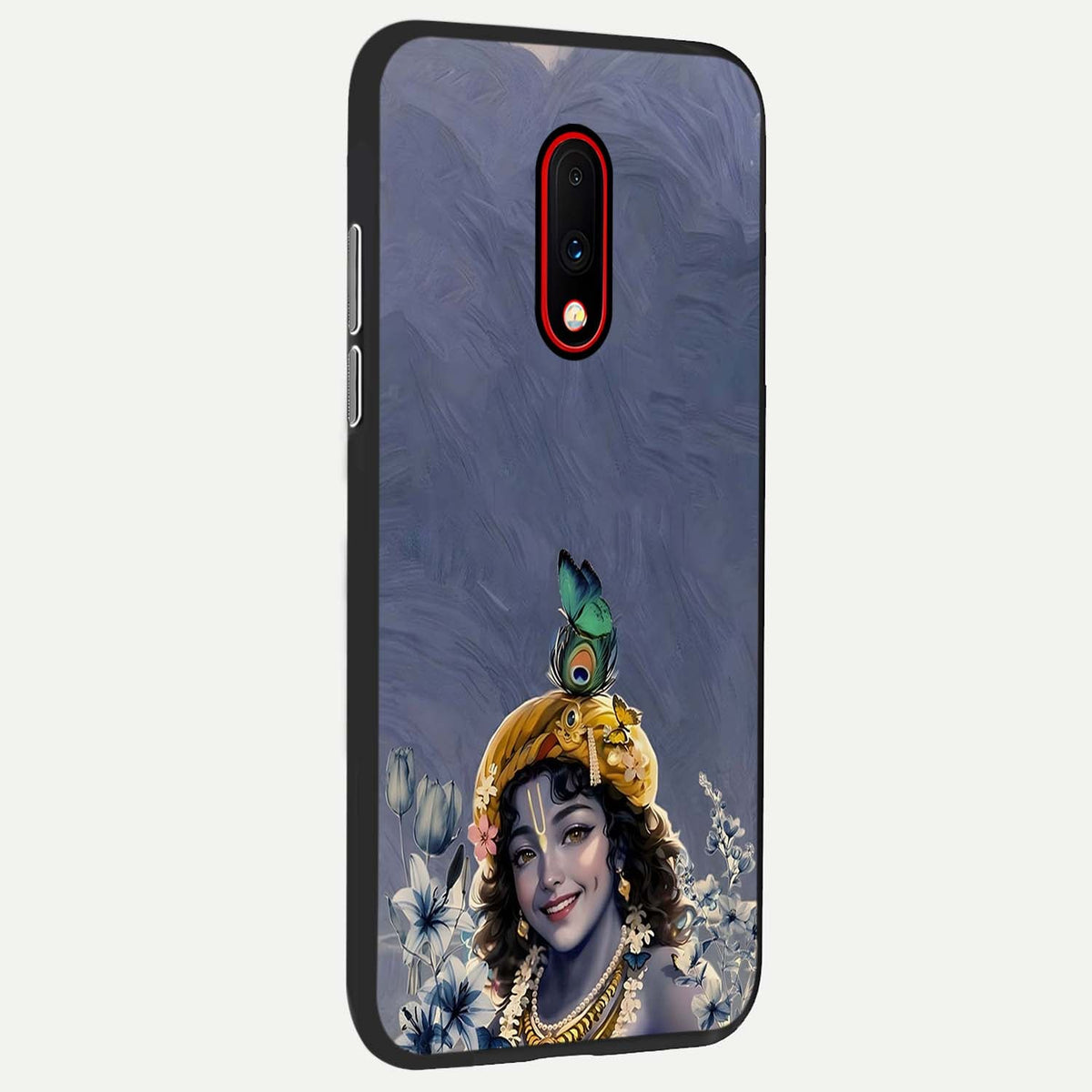  Lord Krishna back cover For OnePlus 7 slim fit glass case with vibrant aesthetic design