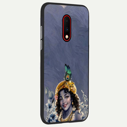  Lord Krishna back cover For OnePlus 7 slim fit glass case with vibrant aesthetic design