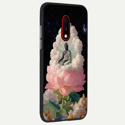  Lotus Divine Peace back cover For OnePlus 7 slim fit glass case with vibrant aesthetic design