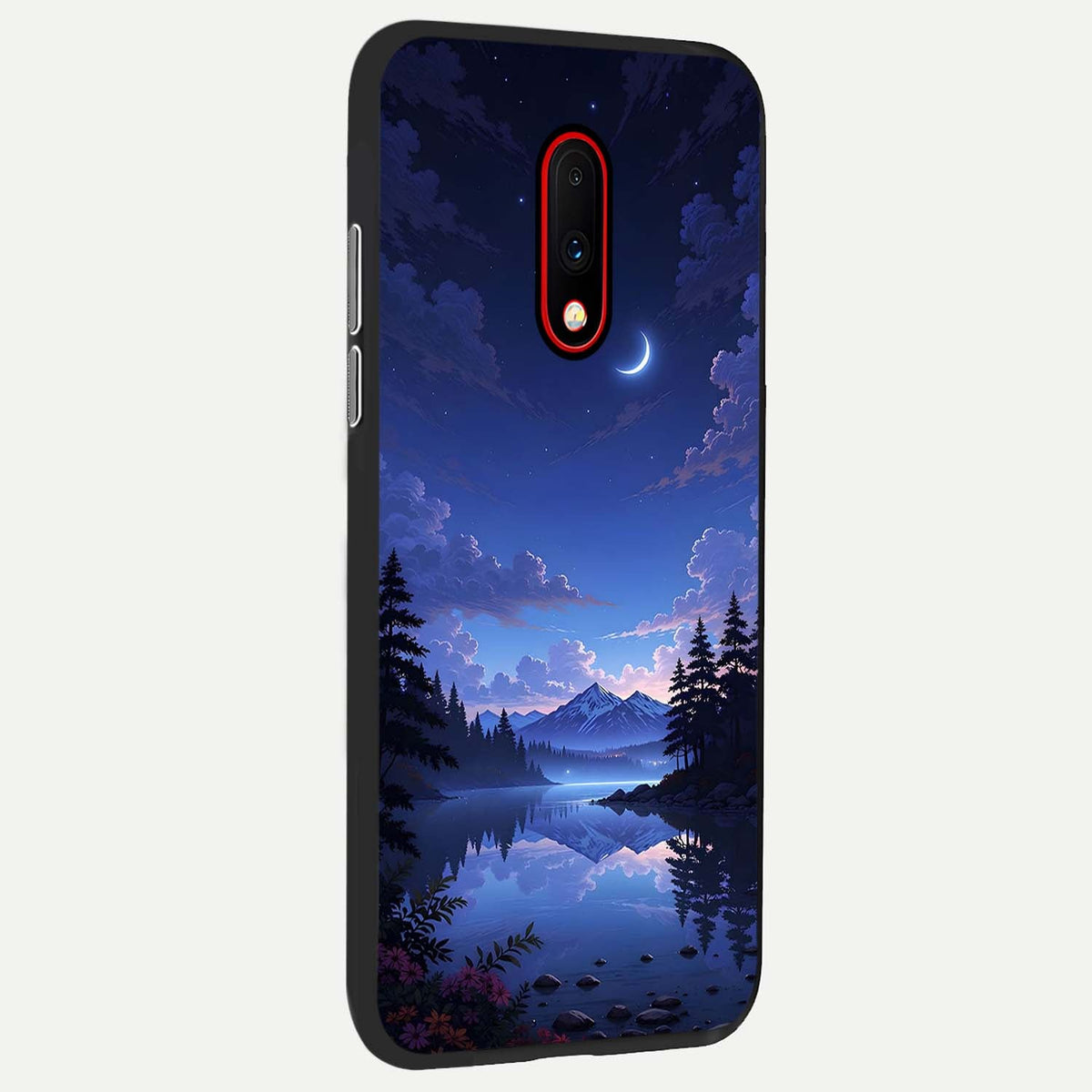  Midnight Lake Peace back cover For OnePlus 7 slim fit glass case with vibrant aesthetic design