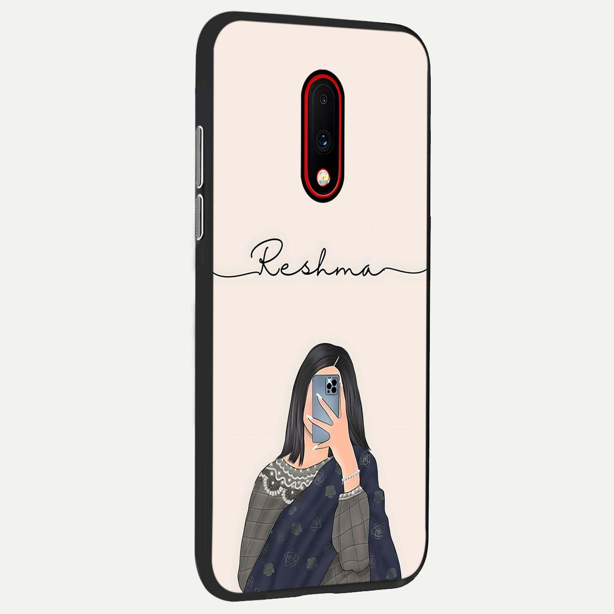  Mirror Mood Muse With Custom Name back cover For OnePlus 7 slim fit glass case with vibrant aesthetic design