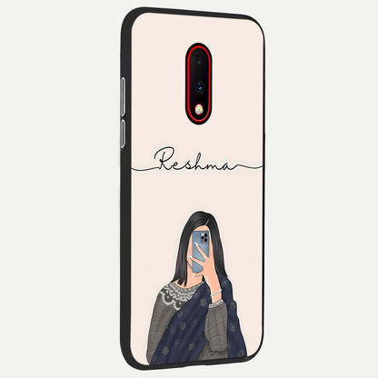  Mirror Mood Muse With Custom Name back cover For OnePlus 7 slim fit glass case with vibrant aesthetic design