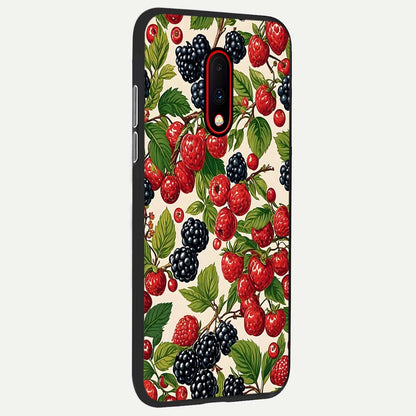  Mixed Berry Collage back cover For OnePlus 7 slim fit glass case with vibrant aesthetic design
