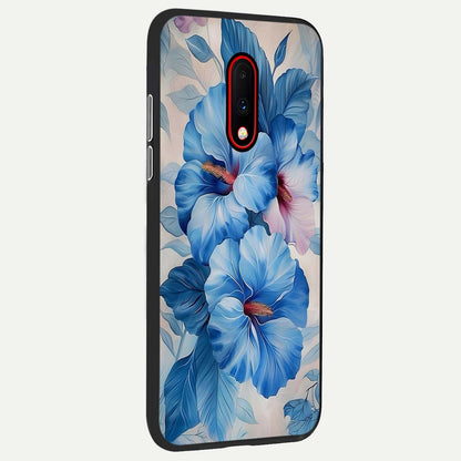  Ocean Hibiscus Grace back cover For OnePlus 7 slim fit glass case with vibrant aesthetic design