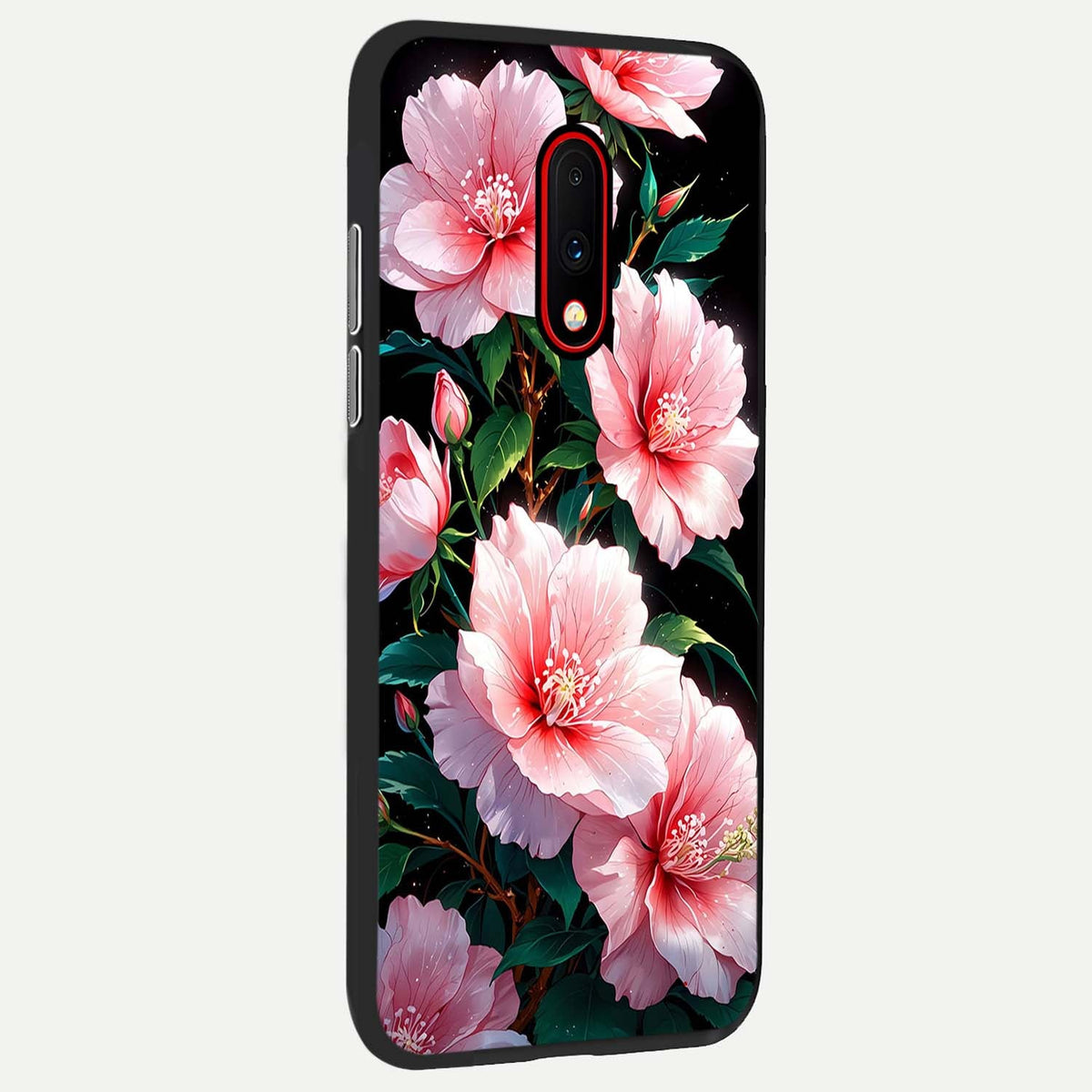  Peach Flower back cover For OnePlus 7 slim fit glass case with vibrant aesthetic design