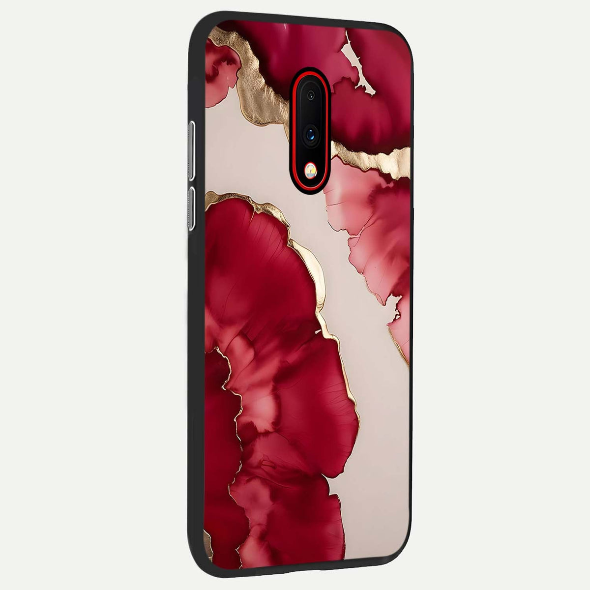  Pink And White Marble back cover For OnePlus 7 slim fit glass case with vibrant aesthetic design