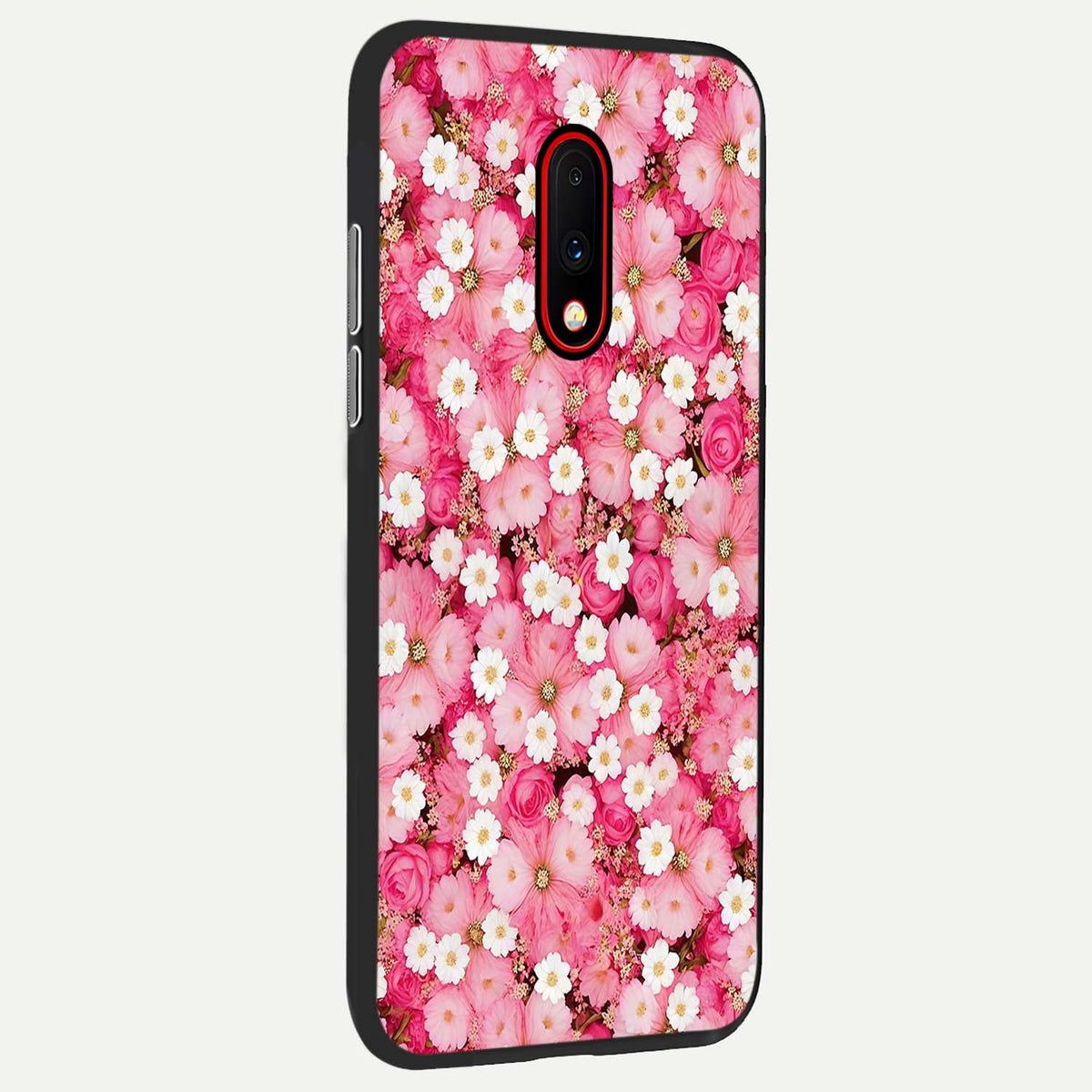  Pink Daisy Bliss back cover For OnePlus 7 slim fit glass case with vibrant aesthetic design