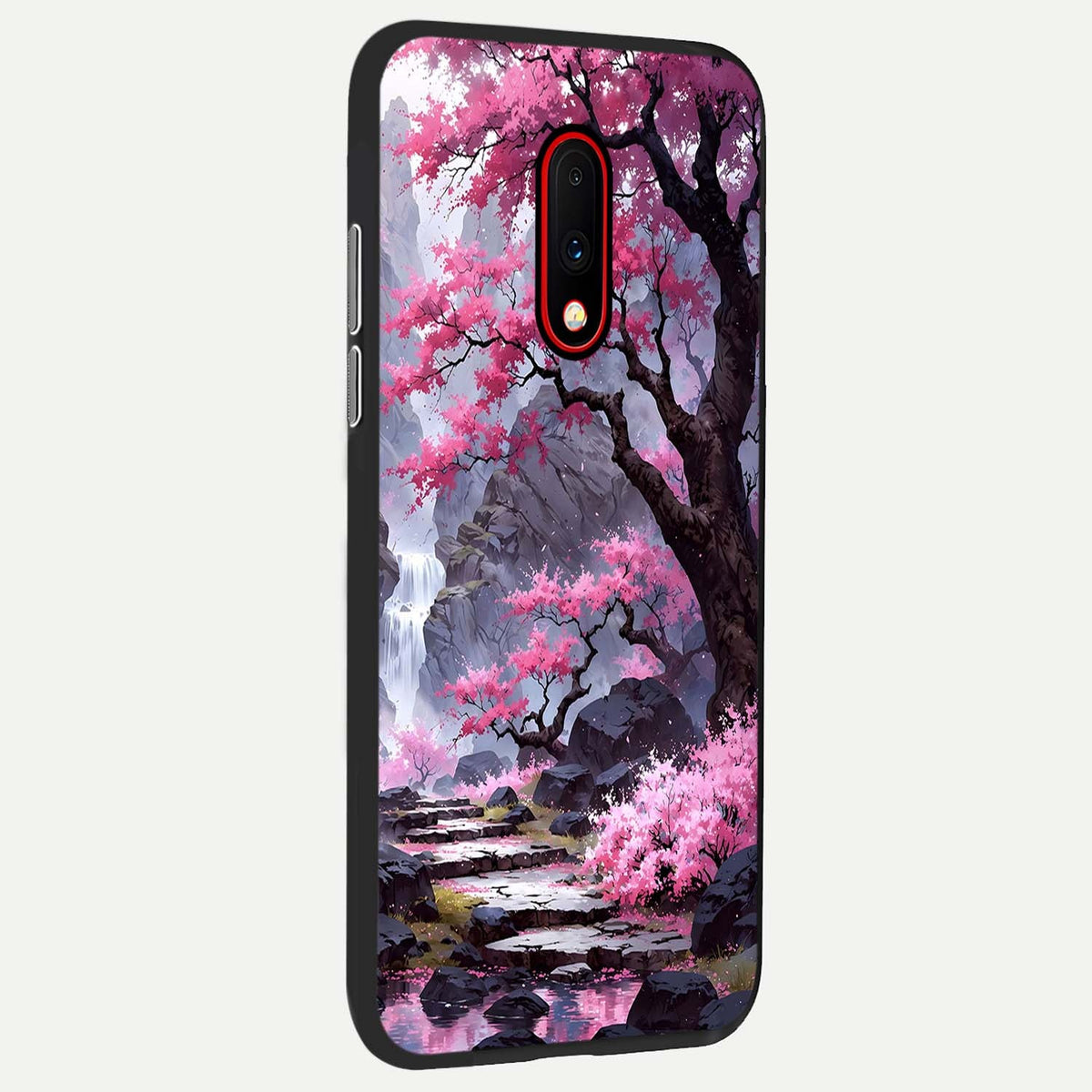  Pink Sunflower Glow back cover For OnePlus 7 slim fit glass case with vibrant aesthetic design