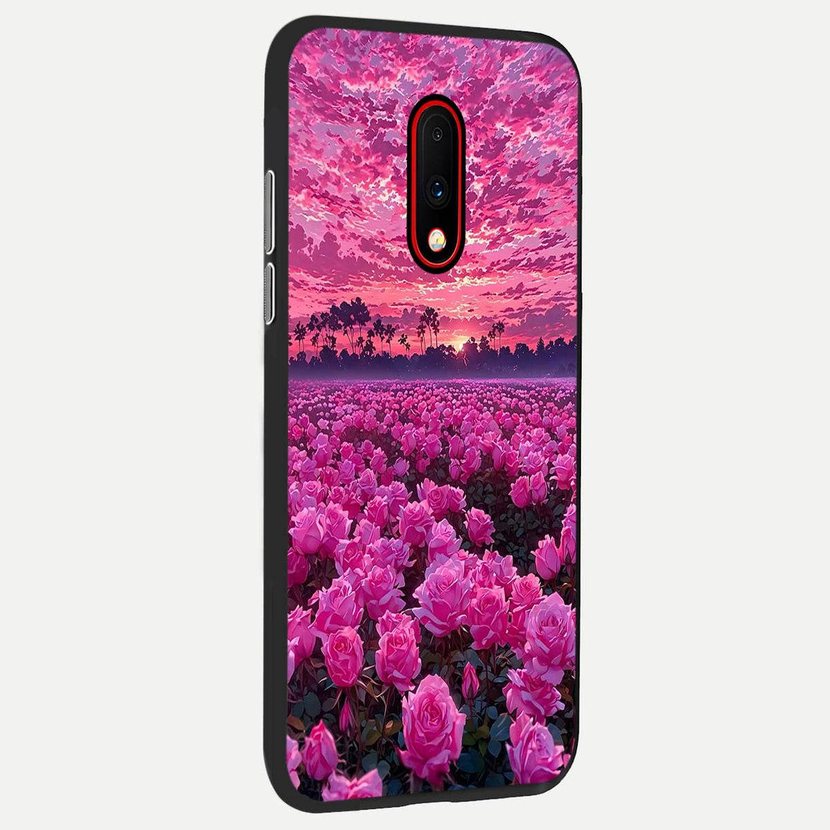  Rose Sunset Valley back cover For OnePlus 7 slim fit glass case with vibrant aesthetic design