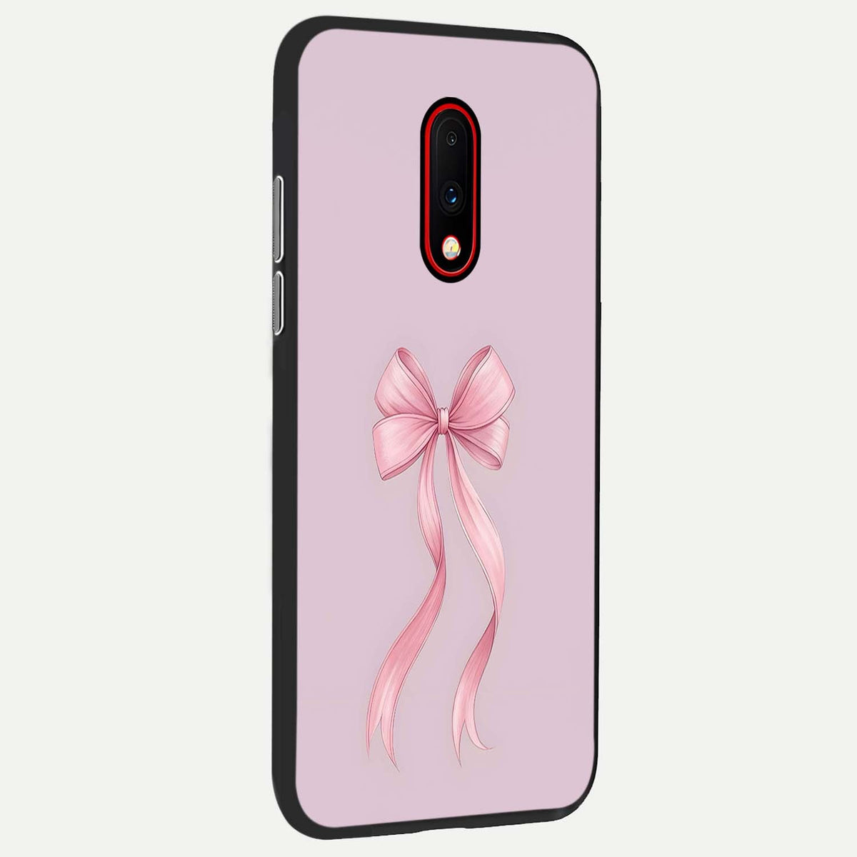  Soft Blush Bow back cover For OnePlus 7 slim fit glass case with vibrant aesthetic design