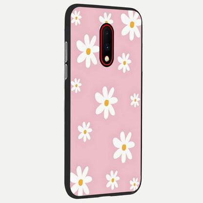  Soft Daisy Bliss back cover For OnePlus 7 slim fit glass case with vibrant aesthetic design