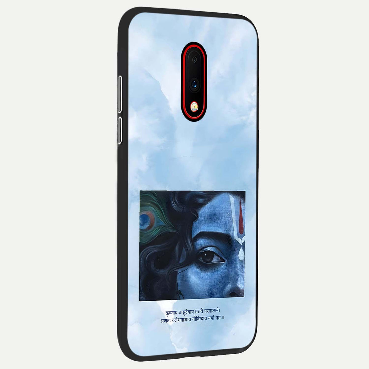  Spiritual Krishna back cover For OnePlus 7 slim fit glass case with vibrant aesthetic design