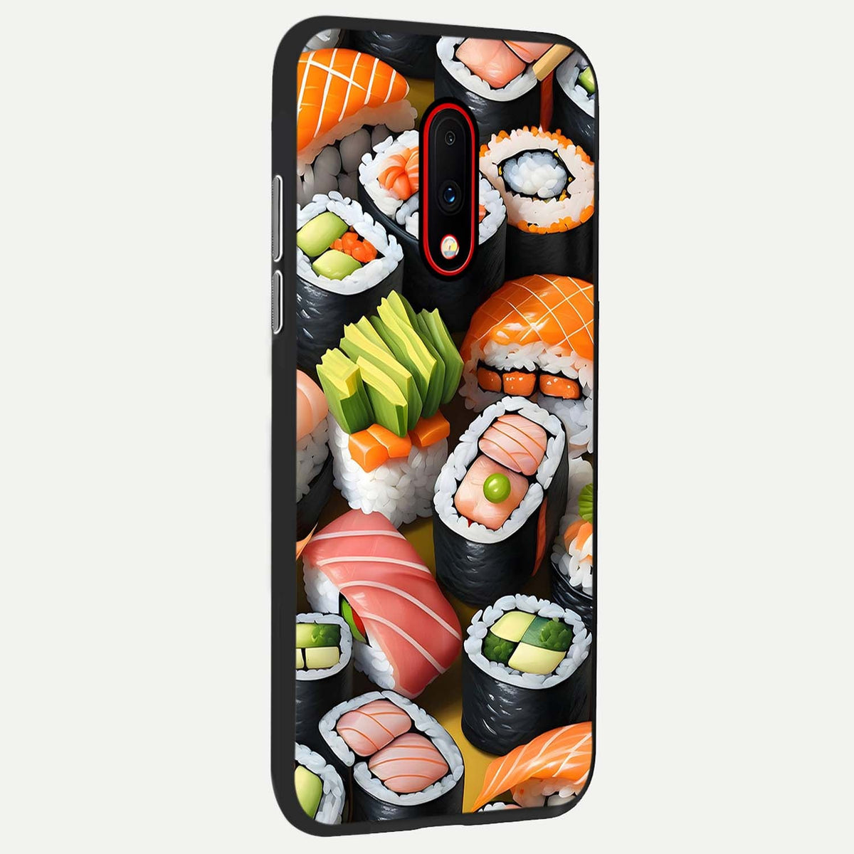  Sushi Food Pattern back cover For OnePlus 7 slim fit glass case with vibrant aesthetic design