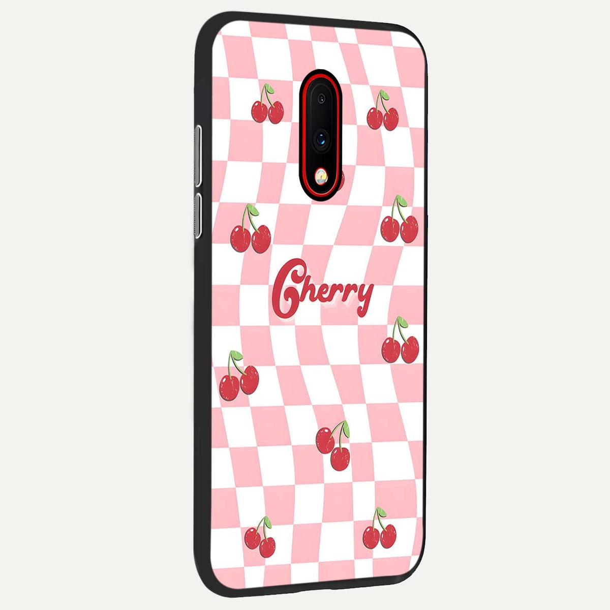  Sweet Cherry Vibes back cover For OnePlus 7 slim fit glass case with vibrant aesthetic design