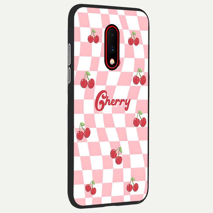  Sweet Cherry Vibes back cover For OnePlus 7 slim fit glass case with vibrant aesthetic design