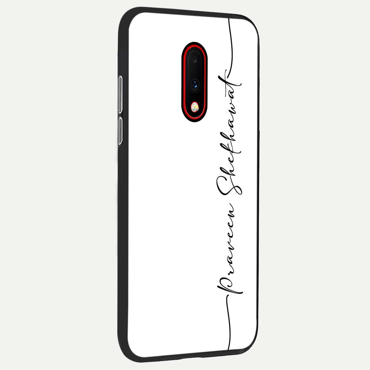  White Tune Custom Name back cover For OnePlus 7 slim fit personalized glass case with aesthetic design