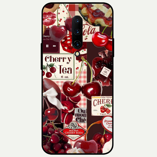  Aesthetic Cherry Tea Glass Case For OnePlus 7 Pro back cover – full design glossy printed glass finish