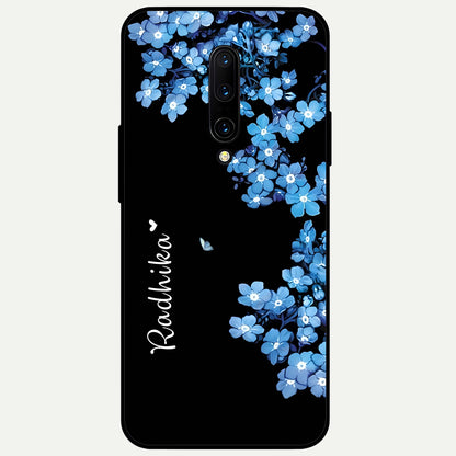  Blue Petal Dream Custom Name Glass Case For OnePlus 7 Pro back cover – full design glossy printed glass finish