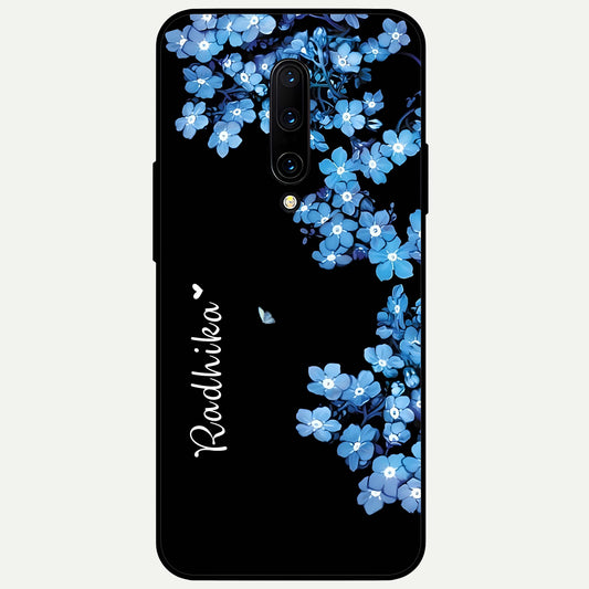  Blue Petal Dream Custom Name Glass Case For OnePlus 7 Pro back cover – full design glossy printed glass finish
