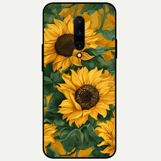  Bright Sunflower Bloom Glass Case For OnePlus 7 Pro back cover – full design glossy printed glass finish