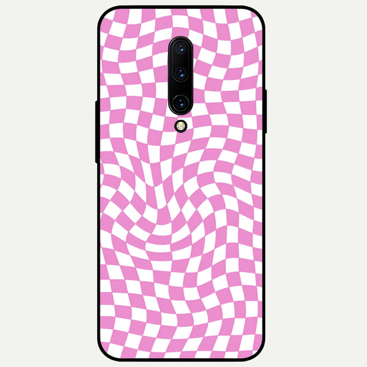  Bubblegum Check Wave Glass Case For OnePlus 7 Pro back cover – full design glossy printed glass finish