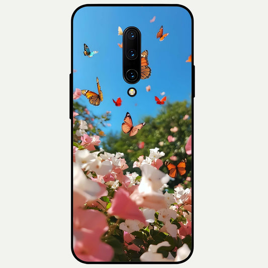  Butterflies In Bloom Sky Glass Case For OnePlus 7 Pro back cover – full design glossy printed glass finish