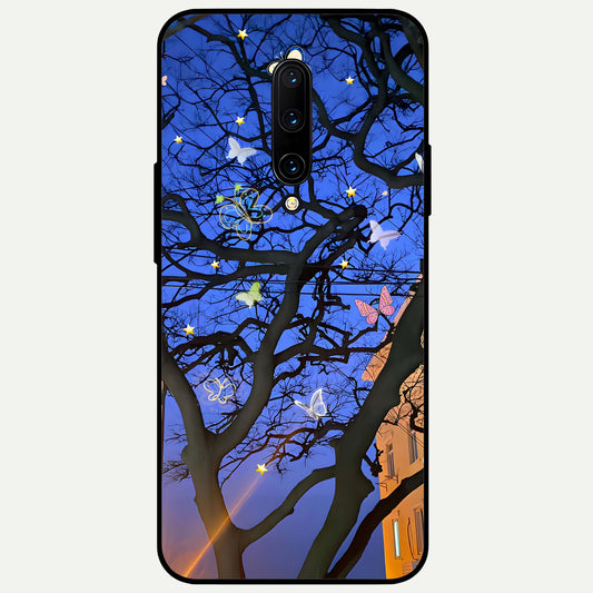  Butterfly Night Magic Glass Case For OnePlus 7 Pro back cover – full design glossy printed glass finish