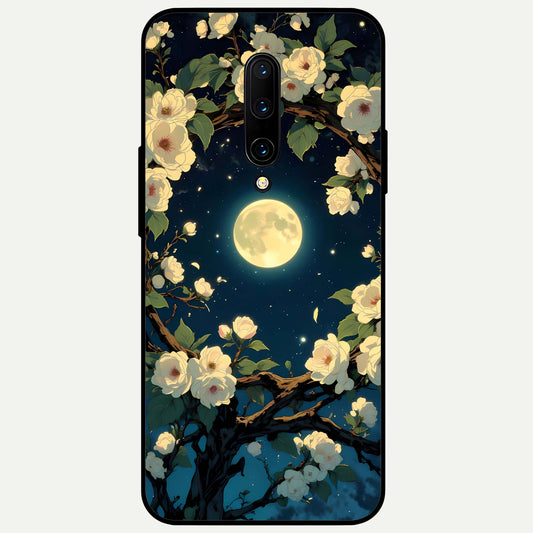  Celestial Moon And Flower Glass Case For OnePlus 7 Pro back cover – full design glossy printed glass finish