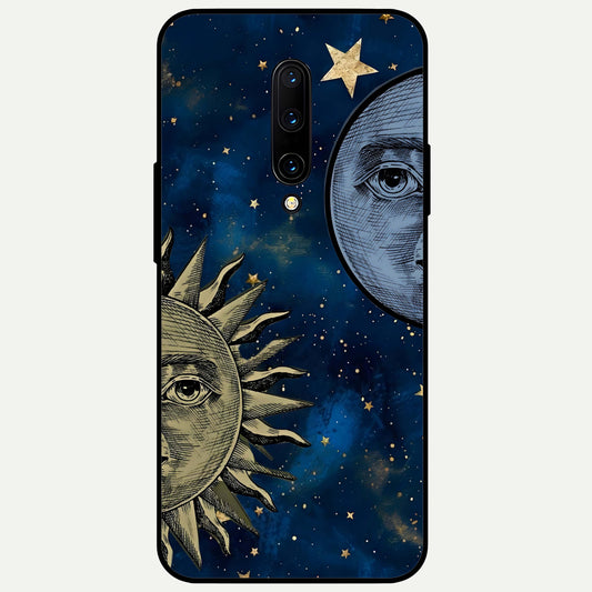  Celestial Moon With Sun Glass Case For OnePlus 7 Pro back cover – full design glossy printed glass finish