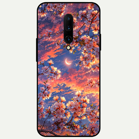  Celestial Sakura Sunset Glass Case For OnePlus 7 Pro back cover – full design glossy printed glass finish